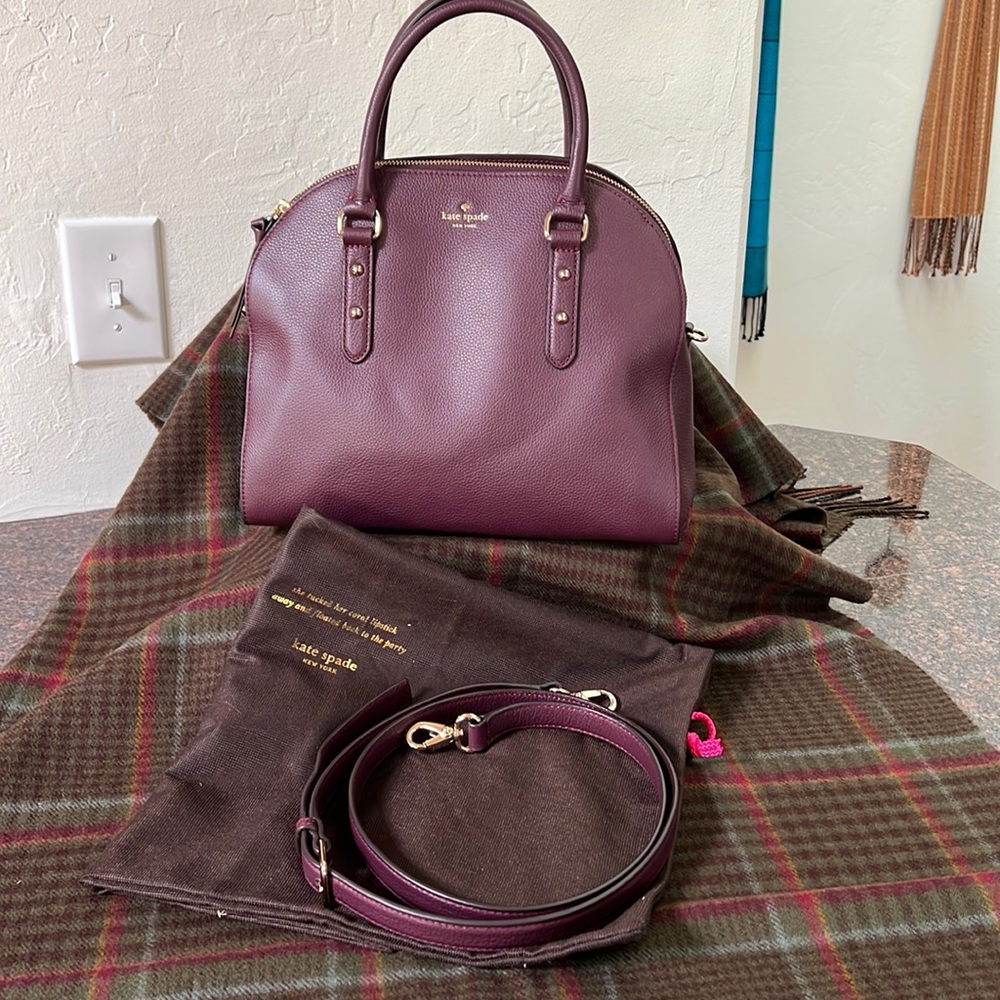 Kate Spade Burgundy Satchel w/Crossbody Strap